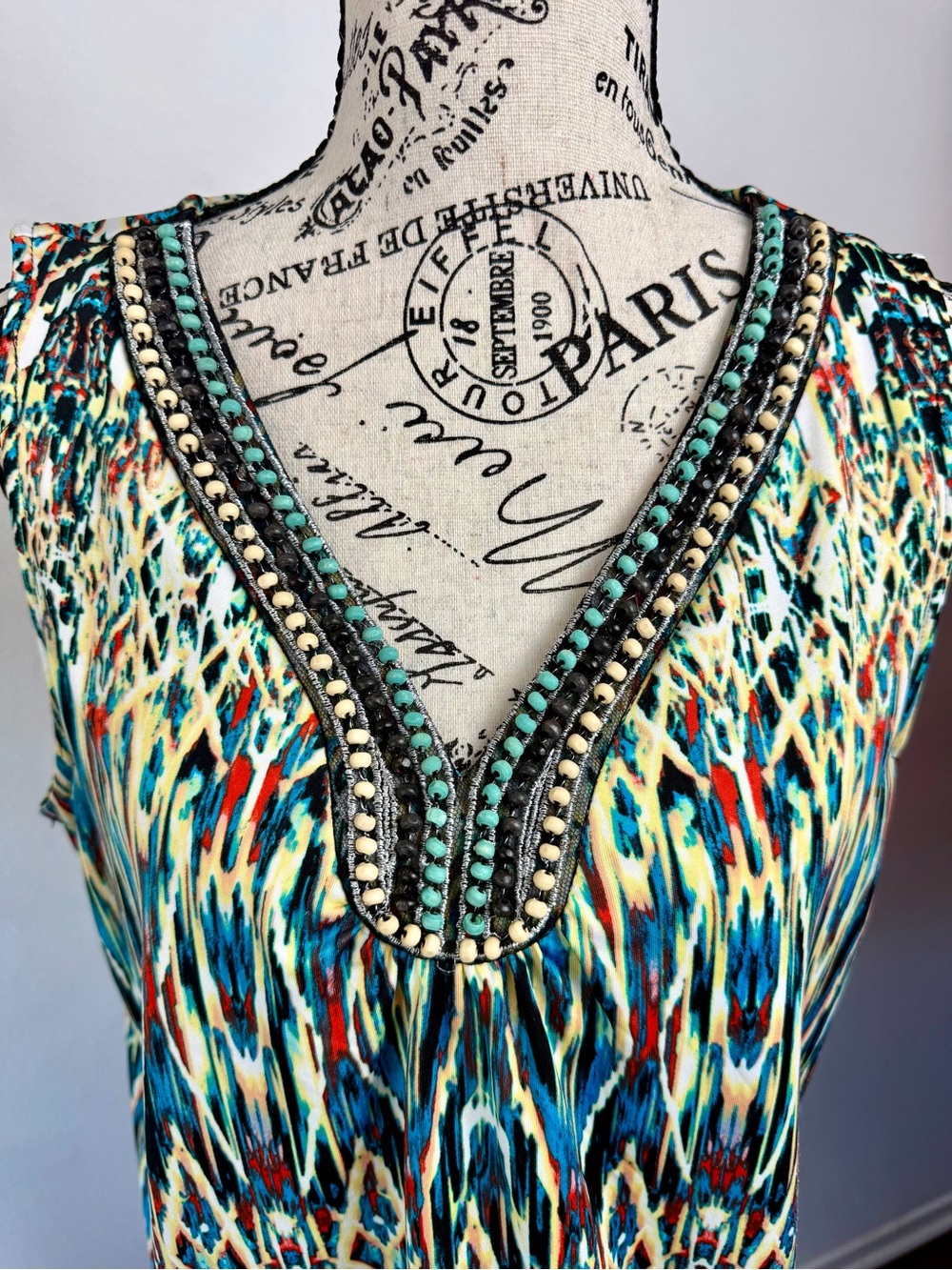 Alyx Beaded Geometric Print Tank Top Women’s Medium Boho